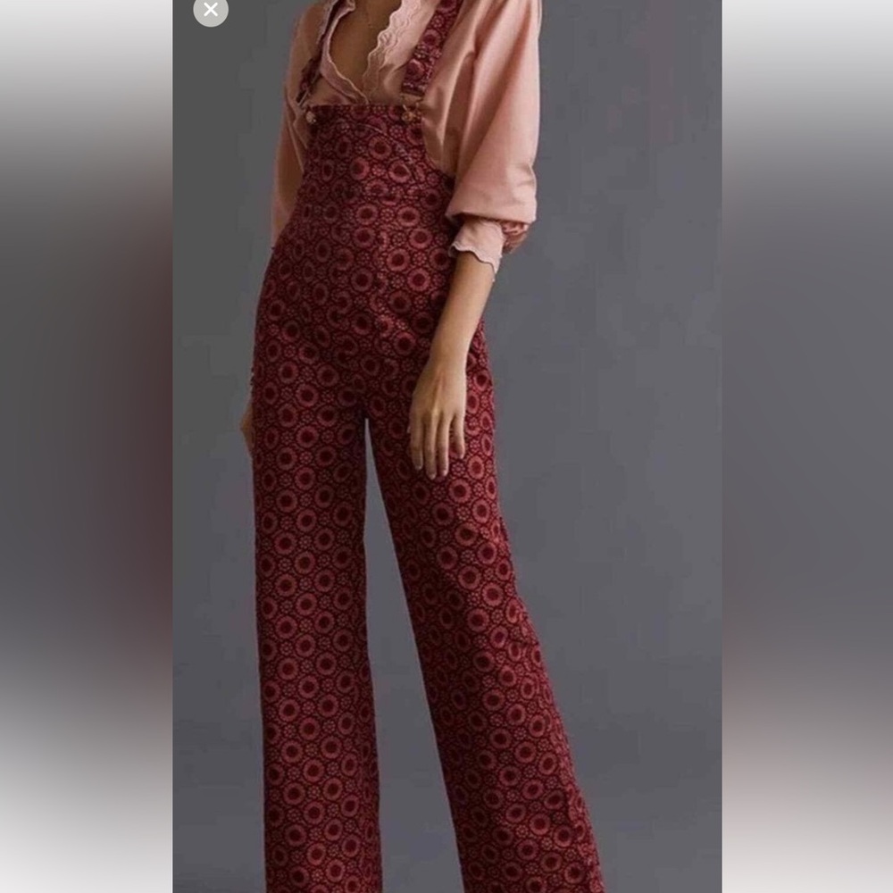 Anthropologie Pilcro Relaxed Floral Corduroy Overalls size 25